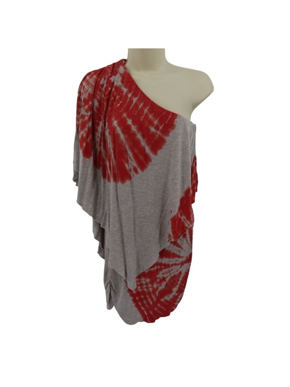 Young Fabulous & Broke Women Extra Small XS Gray Red Tie Dye One Shoulder Dress